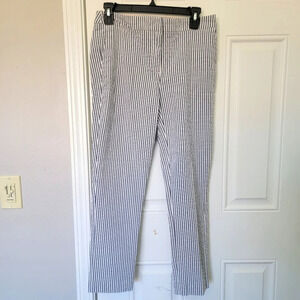 Jones & Co Jones New York Seersucker Gray White Striped Cropped Ankle Pants Sz 6